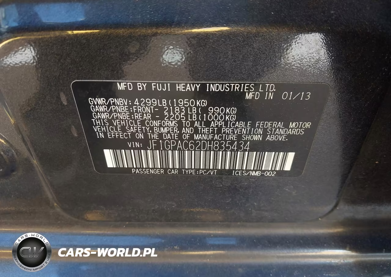 2013 Subaru Impreza 2.0I Premium VIN:JF1GPAC62DH835434 - 9