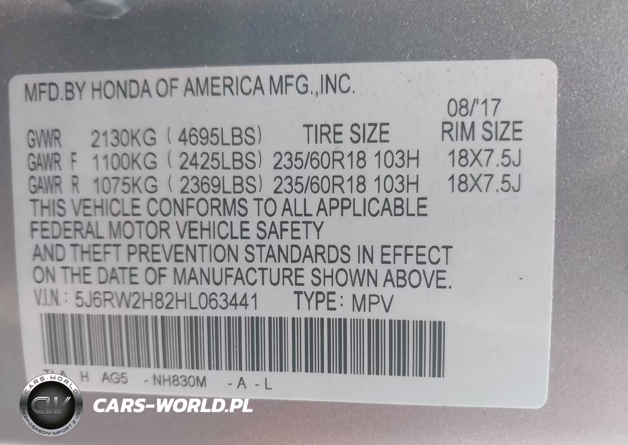 2017 Honda Cr-V Ex-L-Ex-L Navi VIN:5J6RW2H82HL063441 - 9