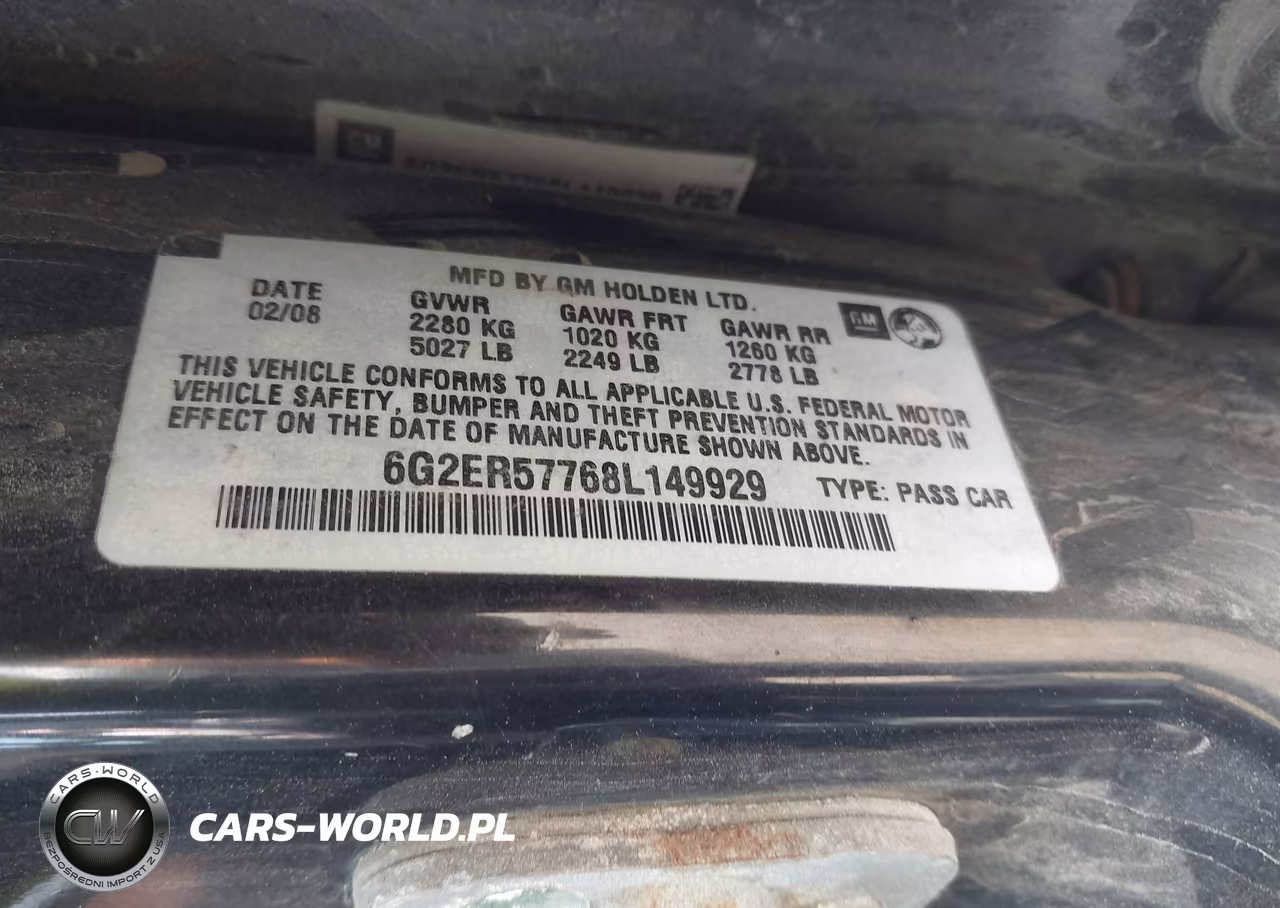 2008 Pontiac G8 VIN:6G2ER57768L149929 - 9