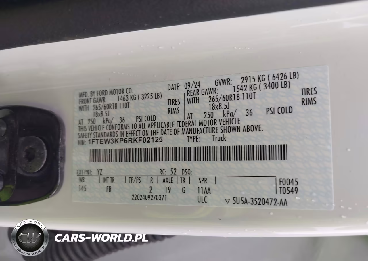 2024 Ford F-150 Xlt VIN:1FTEW3KP6RKF02125 - 9