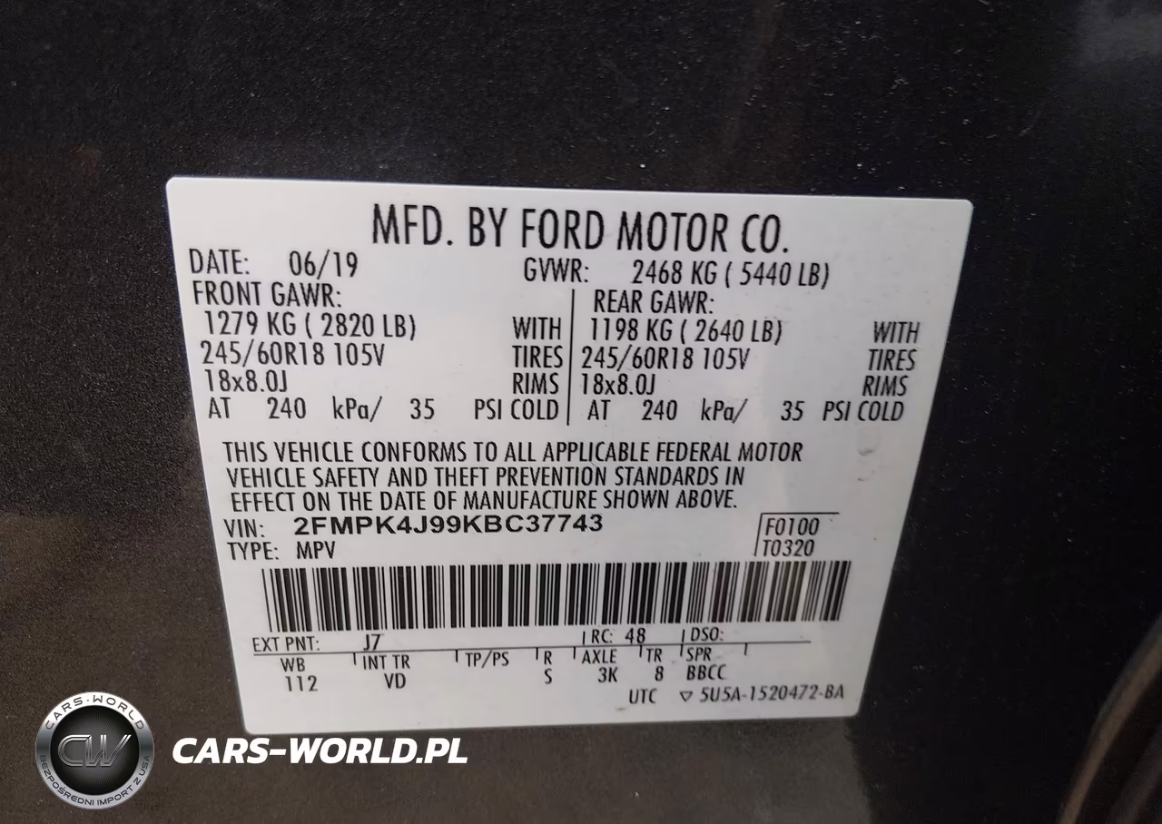 2019 Ford Edge Sel VIN:2FMPK4J99KBC37743 - 9