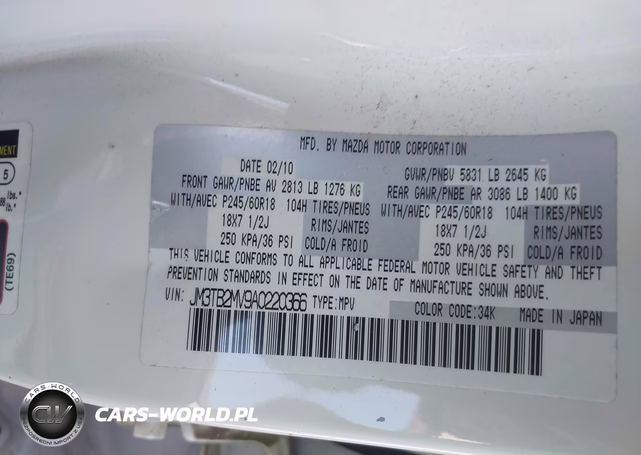 2010 Mazda Cx-9 Touring VIN:JM3TB2MV9A0220366 - 9