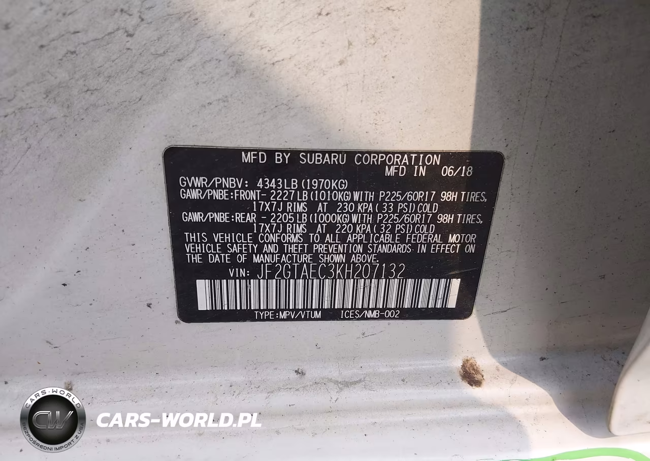 2019 Subaru Crosstrek 2.0I Premium VIN:JF2GTAEC3KH207132 - 9