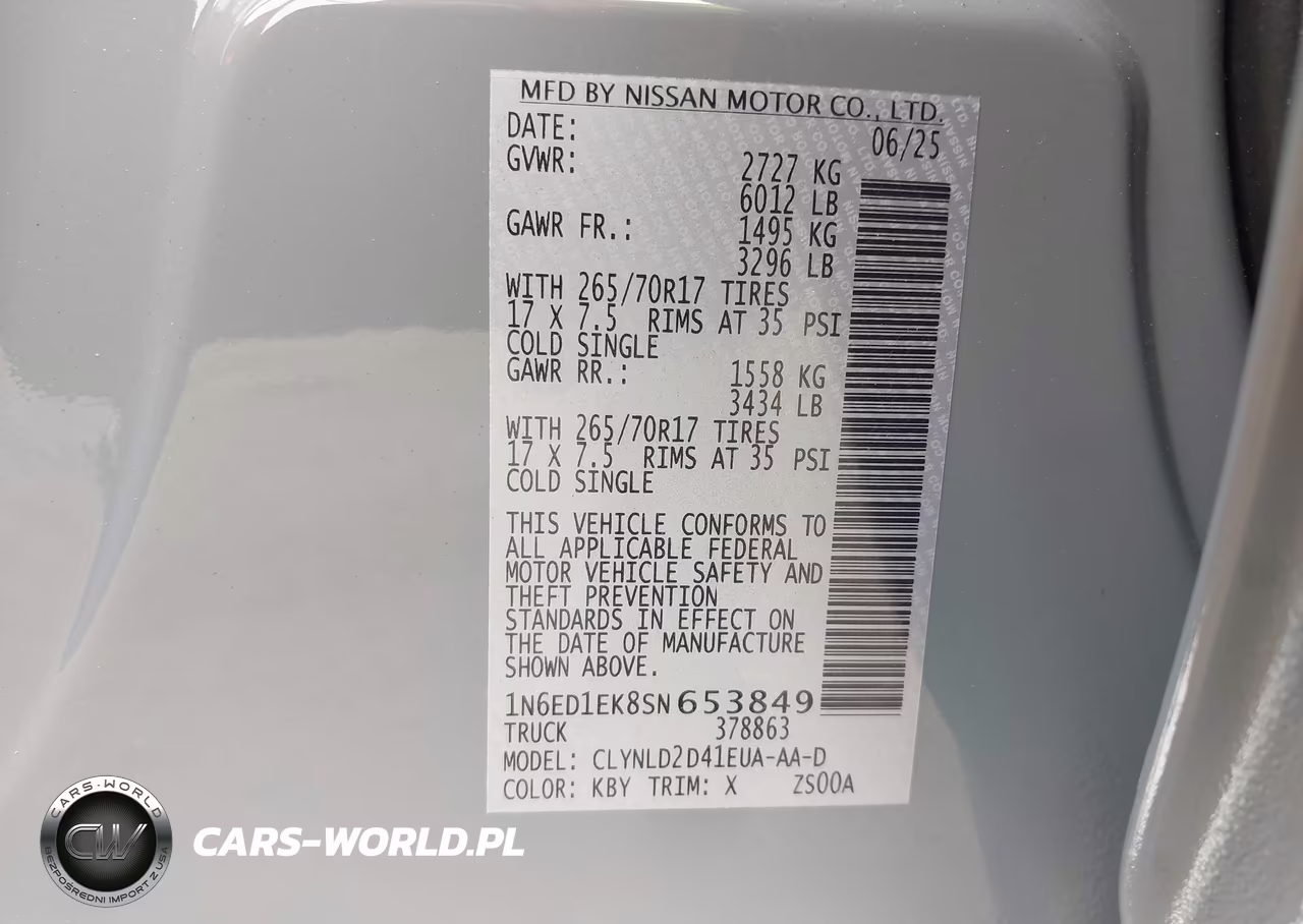2025 Nissan Frontier Pro-4X 4X4 VIN:1N6ED1EK8SN653849 - 9