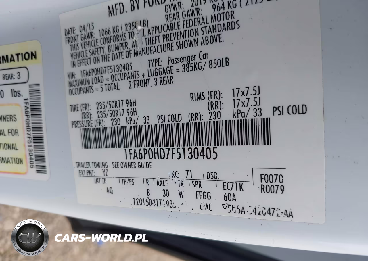 2015 Ford Fusion Se VIN:1FA6P0HD7F5130405 - 9