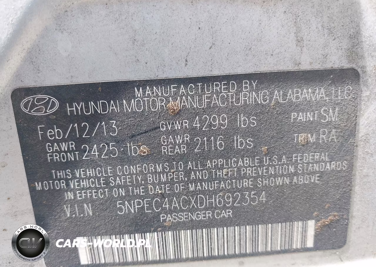 2013 Hyundai Sonata Se VIN:5NPEC4ACXDH692354 - 9