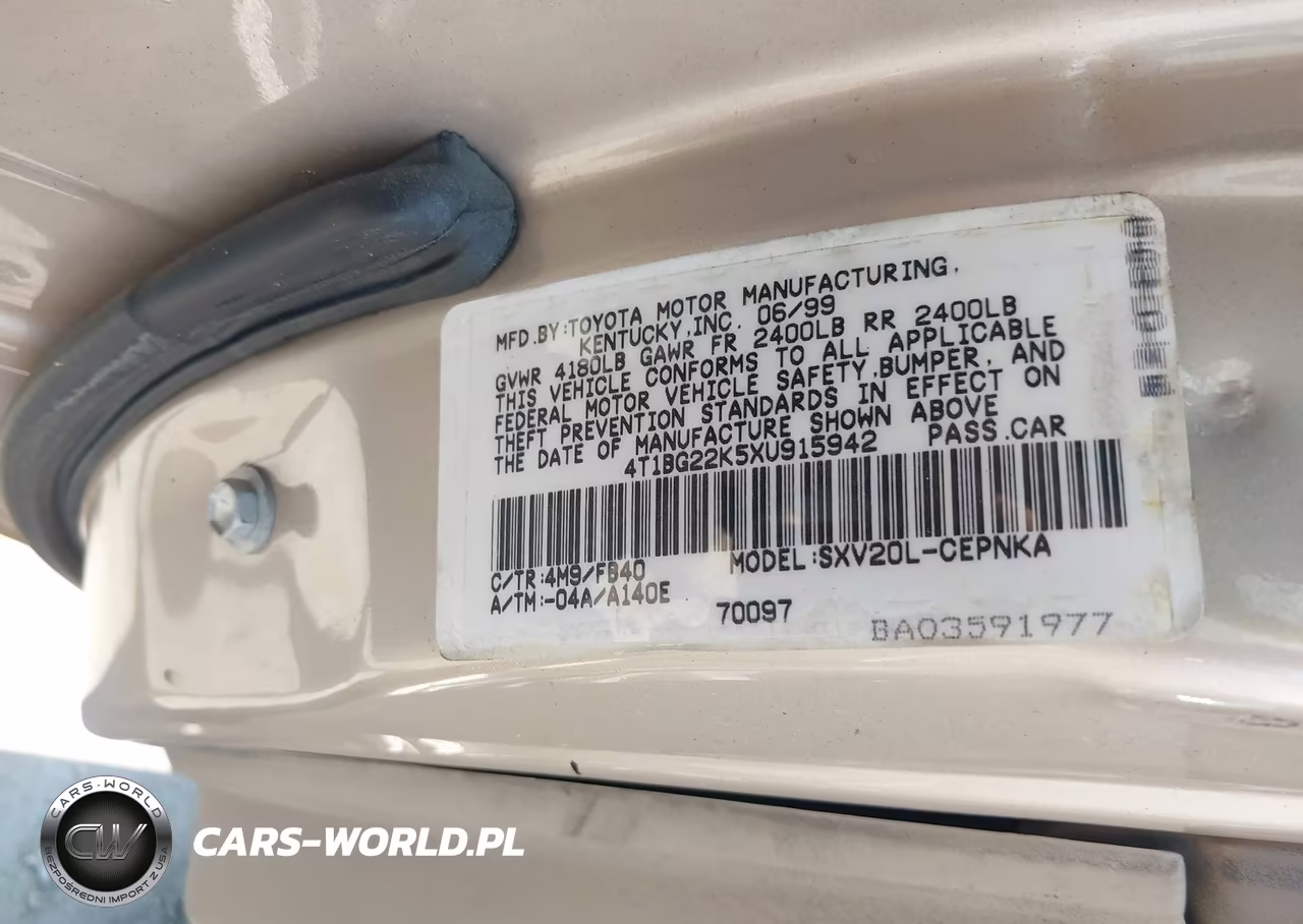 1999 Toyota Camry Le VIN:4T1BG22K5XU915942 - 9