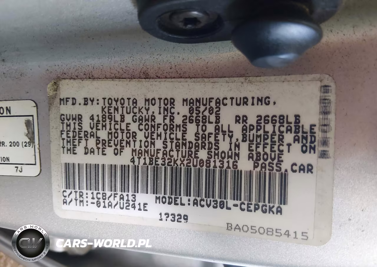 2002 Toyota Camry Xle VIN:4T1BE32KX2U081316 - 9