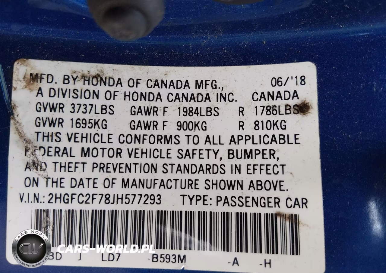 2018 Honda Civic Ex VIN:2HGFC2F78JH577293 - 9