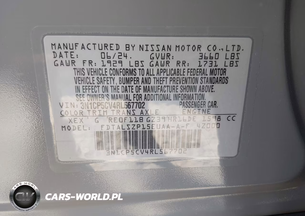 2024 Nissan Kicks Sv Xtronic Cvt VIN:3N1CP5CV4RL567702 - 9