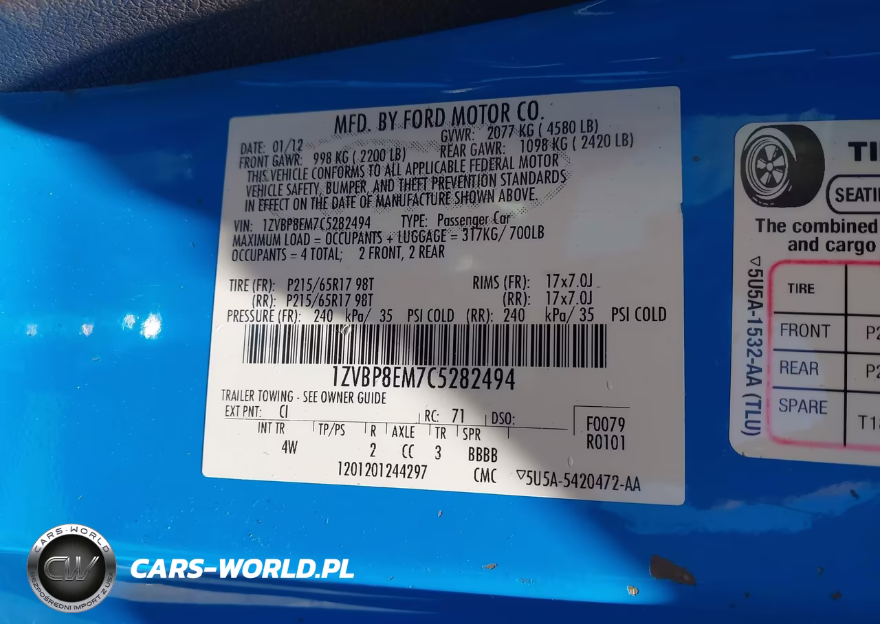 2012 Ford Mustang V6 Premium VIN:1ZVBP8EM7C5282494 - 9
