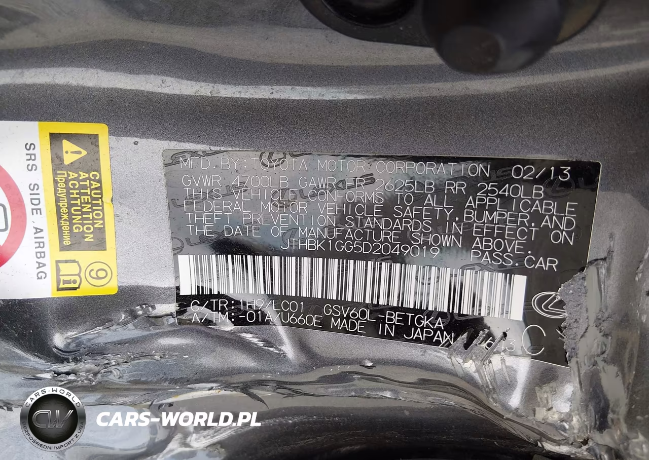 2013 Lexus Es 350 VIN:JTHBK1GG5D2049019 - 9