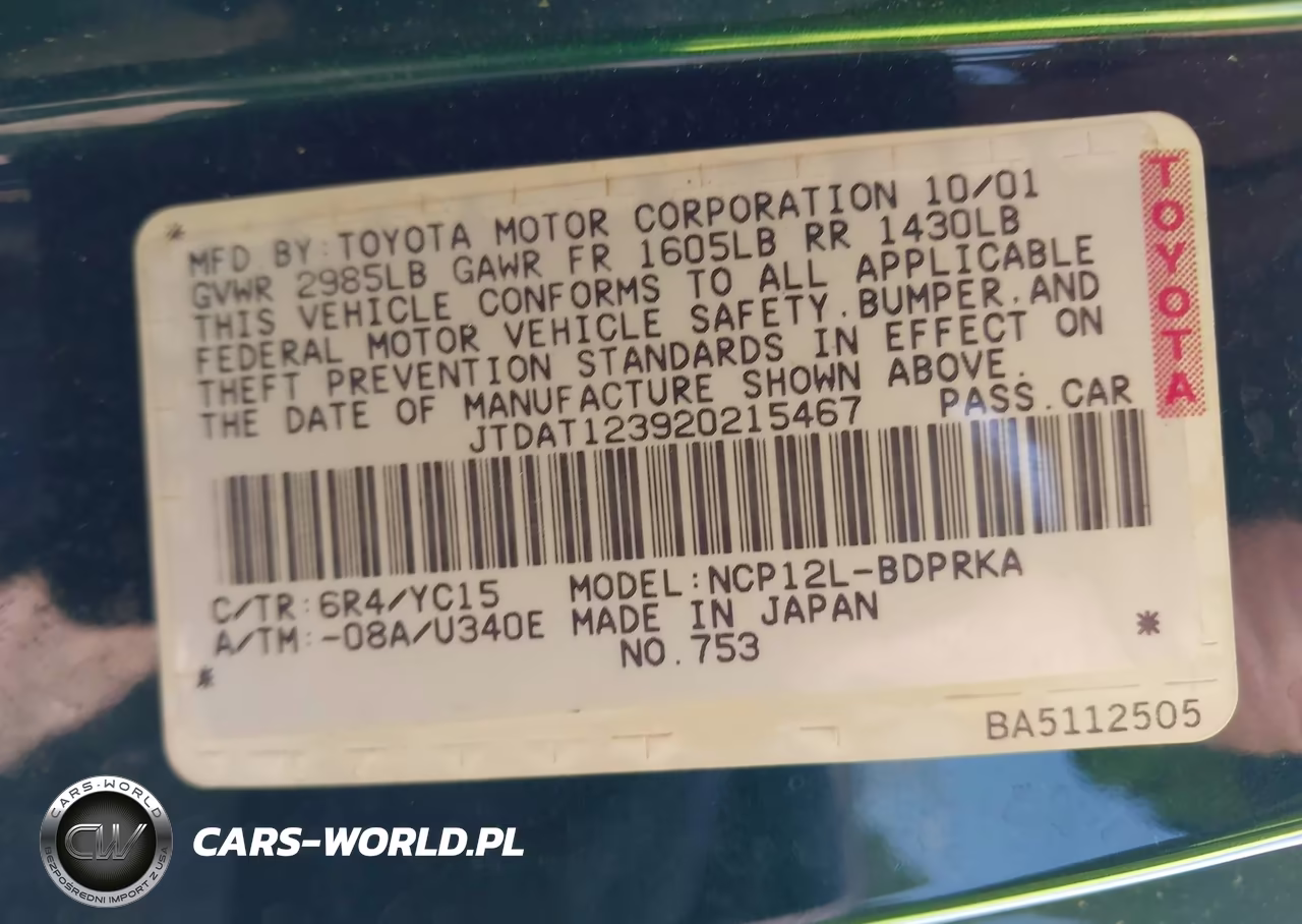 2002 Toyota Echo VIN:JTDAT123920215467 - 9