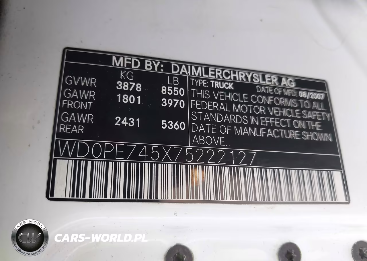 2007 Dodge Sprinter Van 2500 VIN:WD0PE745X75222127 - 9