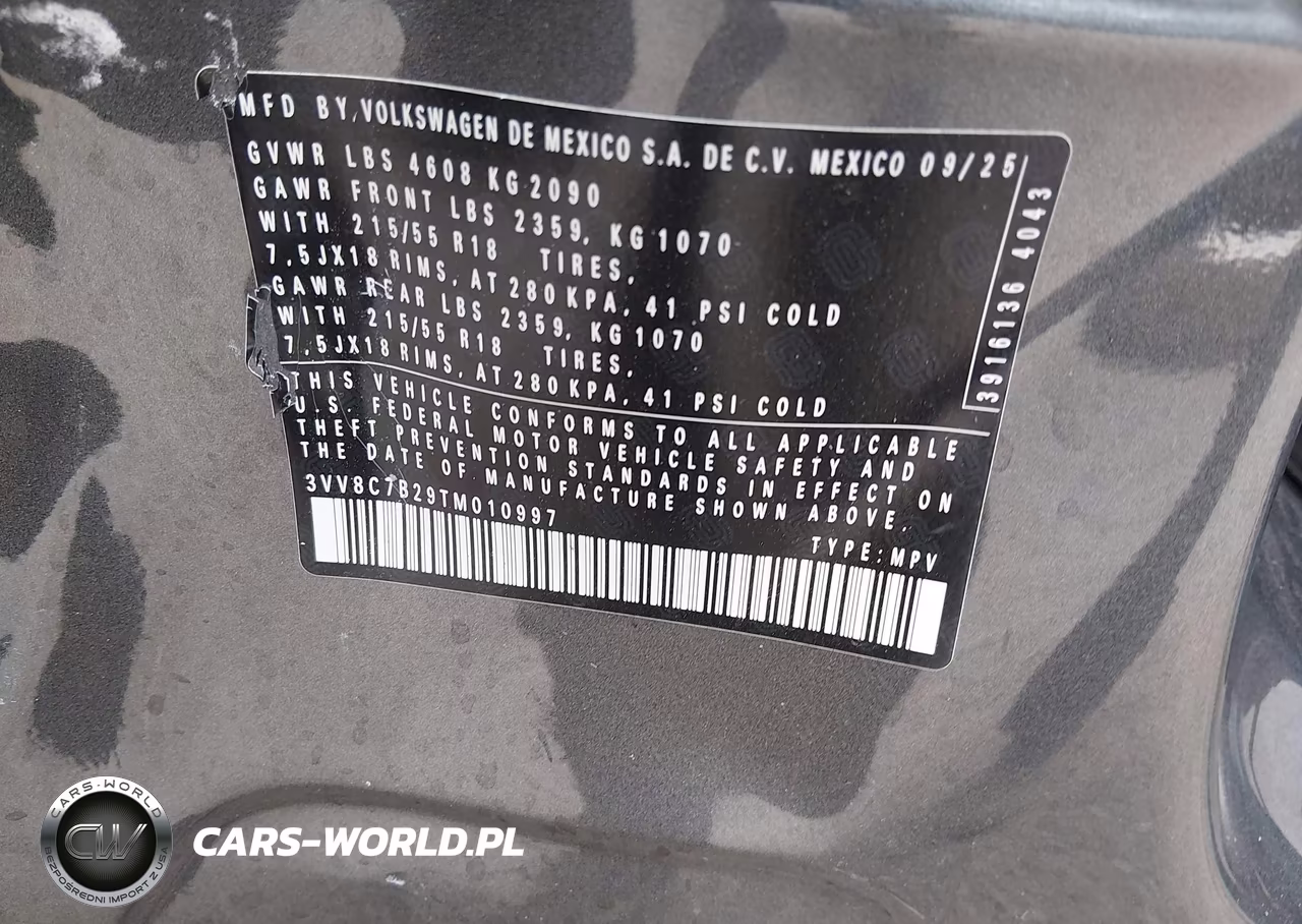 2026 Volkswagen Taos S VIN:3VV8C7B29TM010997 - 9