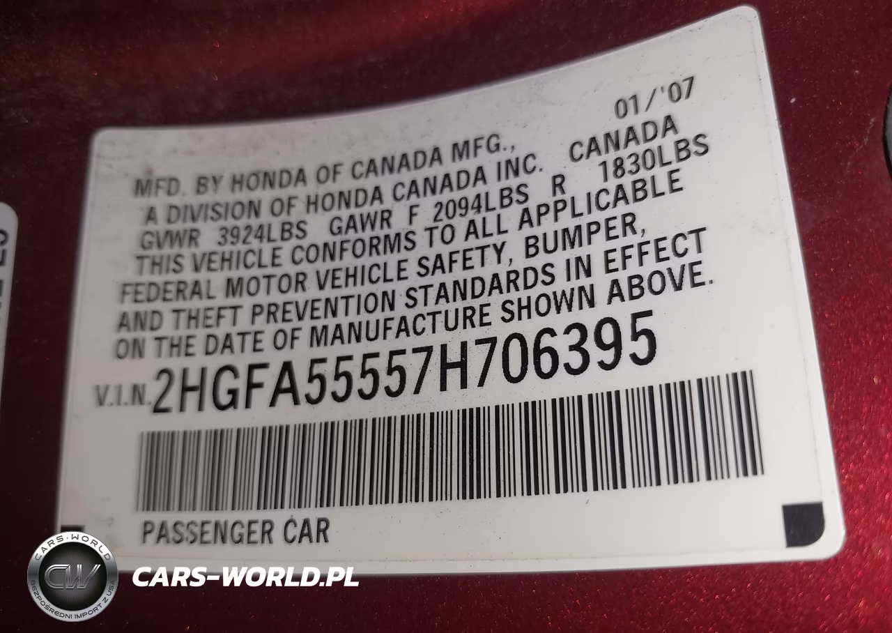 2007 Honda Civic Si VIN:2HGFA55557H706395 - 9