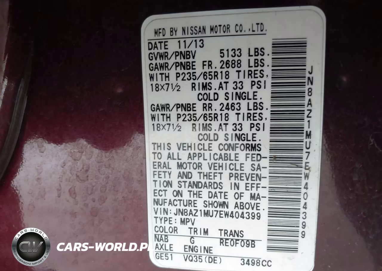 2014 Nissan Murano S VIN:JN8AZ1MU7EW404399 - 9