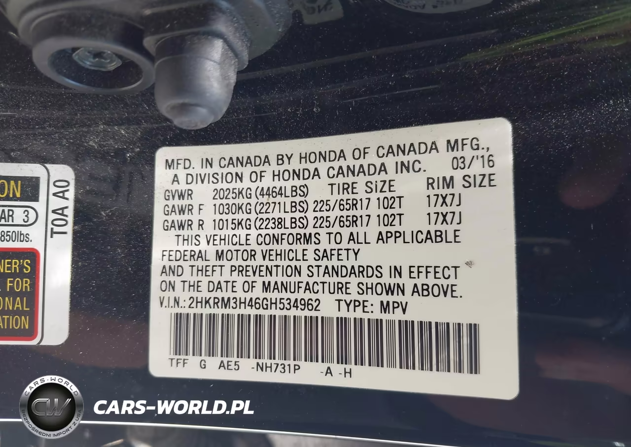 2016 Honda Cr-V Se VIN:2HKRM3H46GH534962 - 9