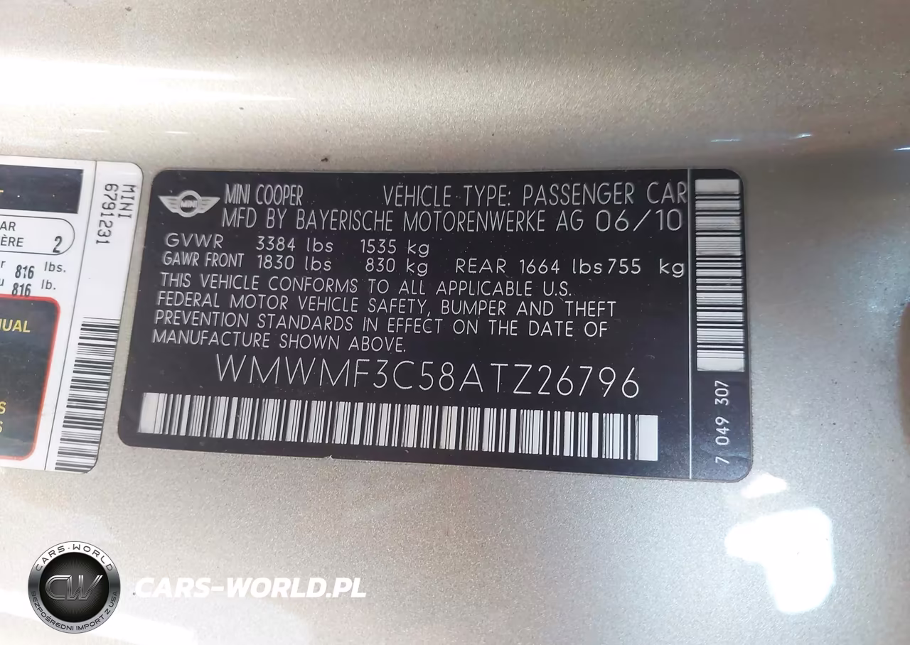 2010 Mini Cooper VIN:WMWMF3C58ATZ26796 - 9