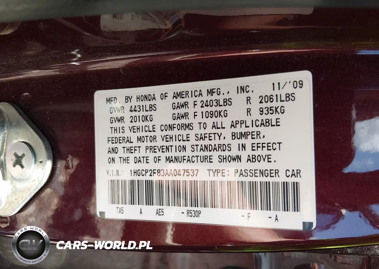 2010 Honda Accord 2.4 Ex-L VIN:1HGCP2F83AA047537 - 9