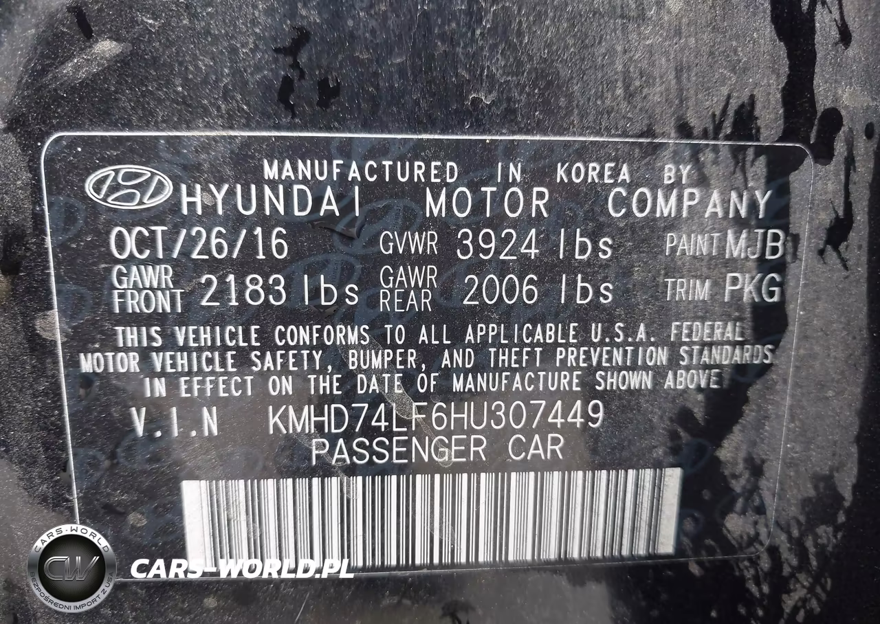 2017 Hyundai Elantra Se VIN:KMHD74LF6HU307449 - 9