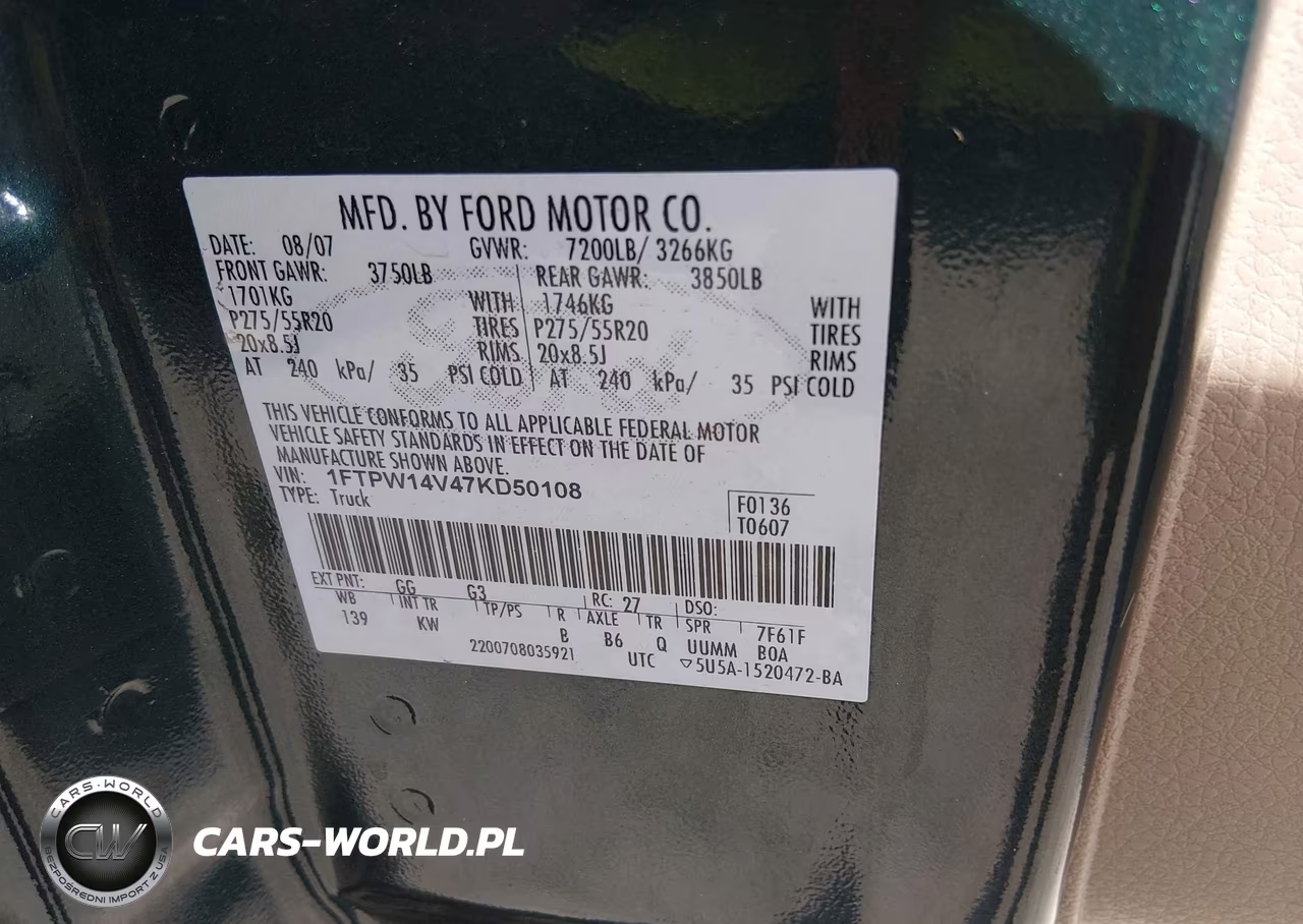 2007 Ford F-150 Fx4-Lariat-Xlt VIN:1FTPW14V47KD50108 - 9
