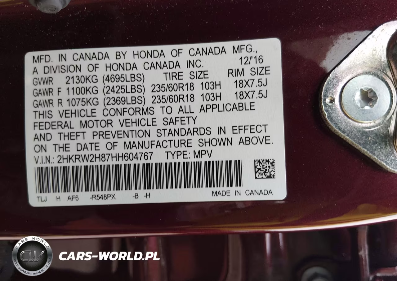 2017 Honda Cr-V Ex-L-Ex-L Navi VIN:2HKRW2H87HH604767 - 9