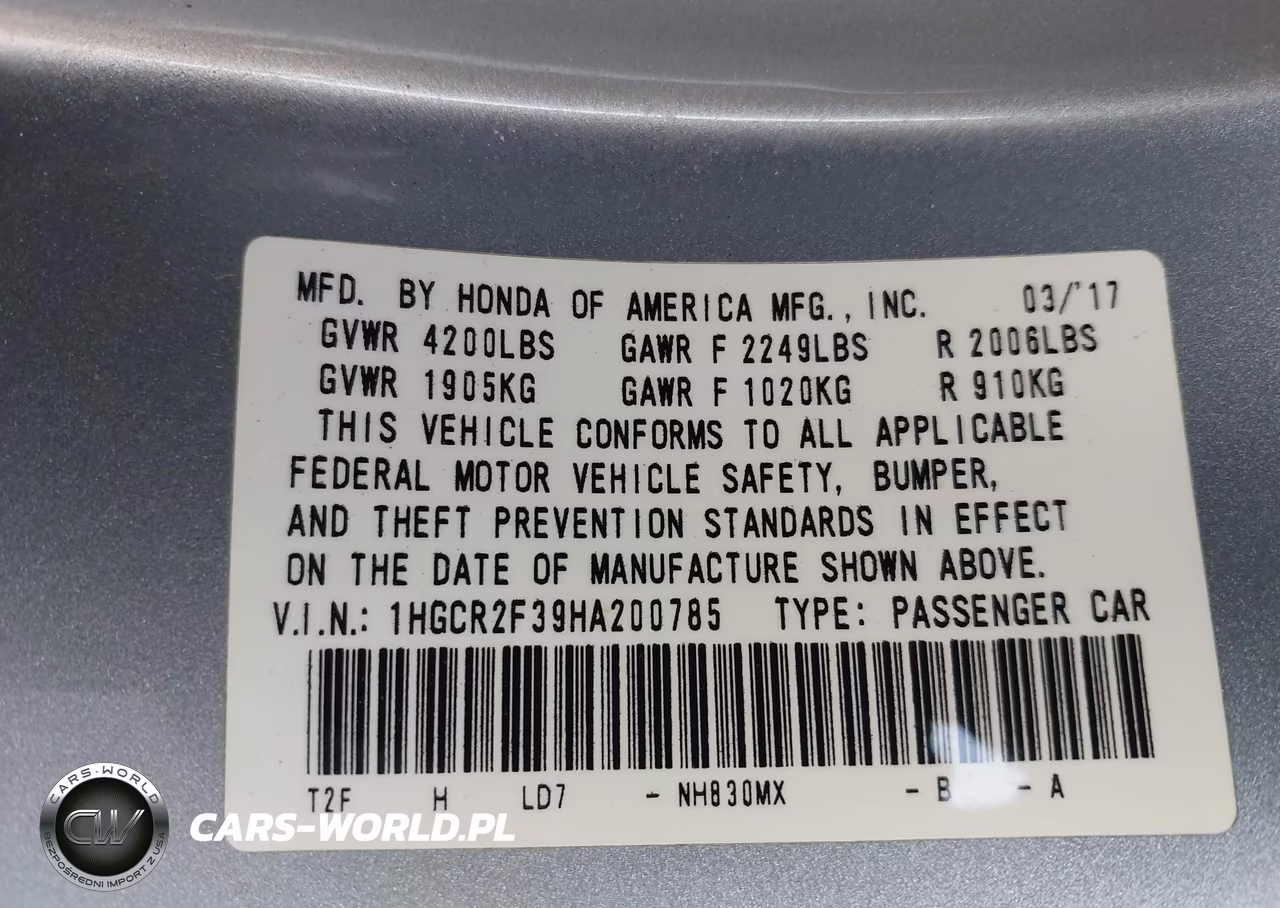 2017 Honda Accord Lx VIN:1HGCR2F39HA200785 - 9