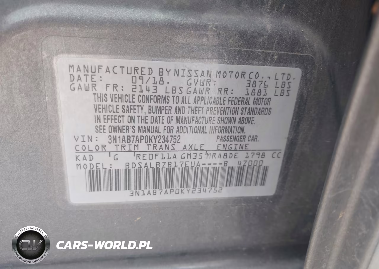 2019 Nissan Sentra S VIN:3N1AB7AP0KY234752 - 9