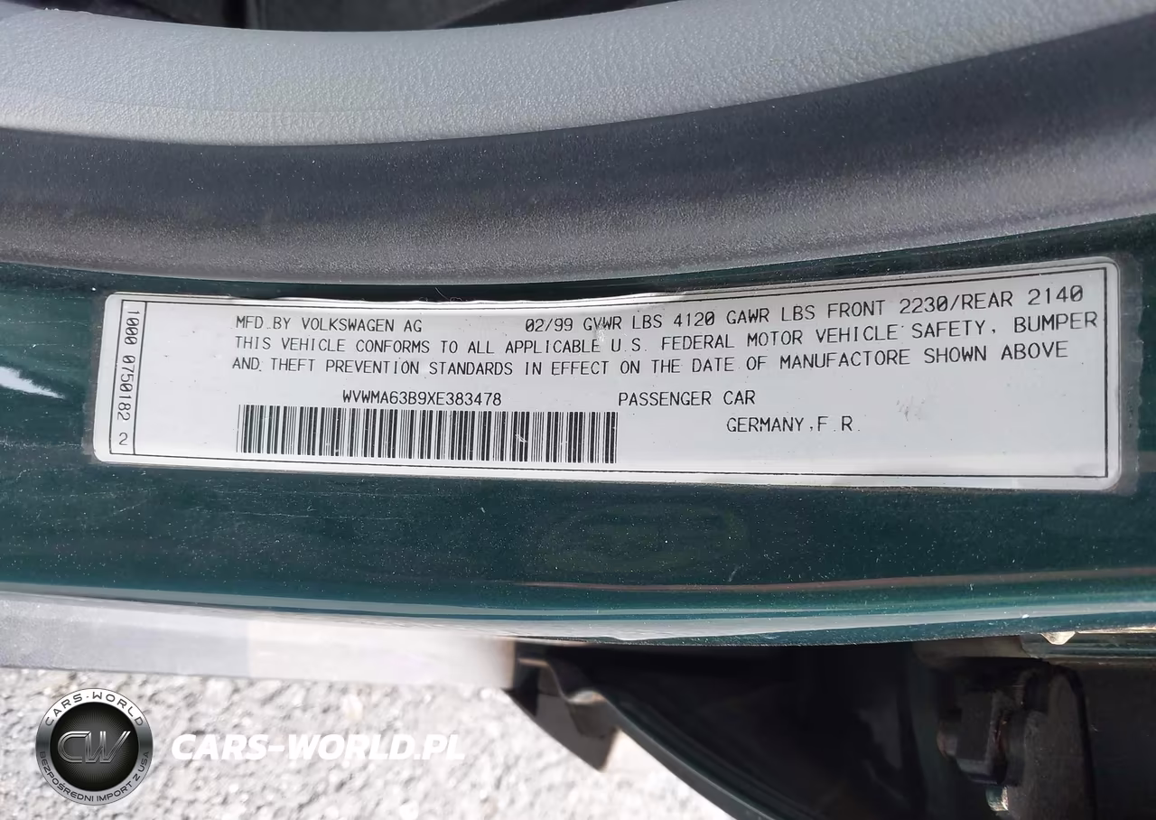 1999 Volkswagen Passat Gls VIN:WVWMA63B9XE383478 - 9