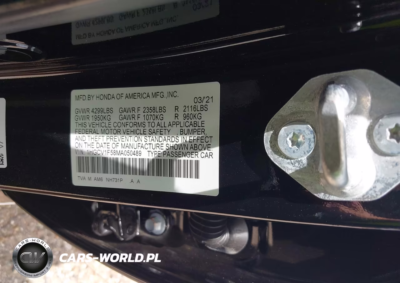 2021 Honda Accord Ex-L VIN:1HGCV1F58MA050489 - 9