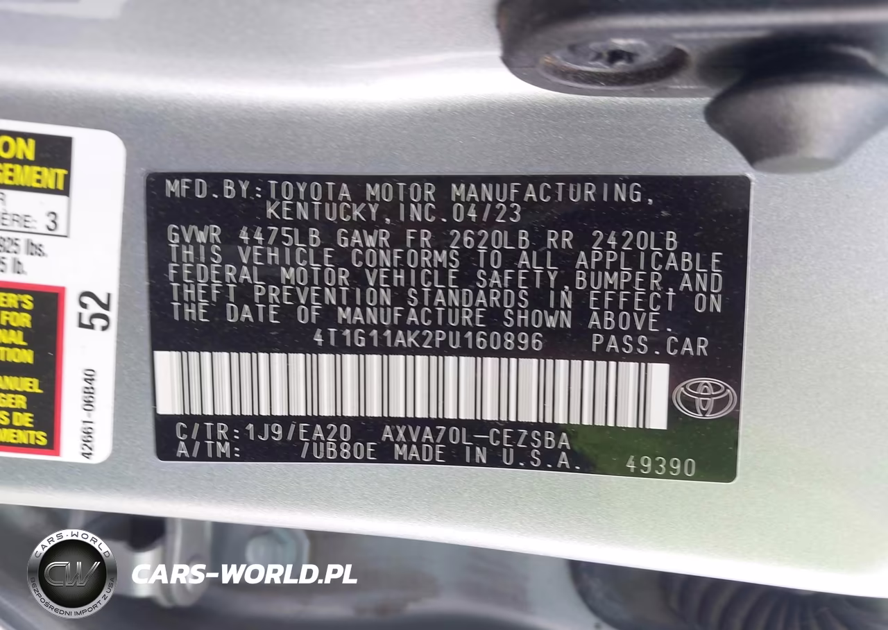 2023 Toyota Camry Se VIN:4T1G11AK2PU160896 - 9