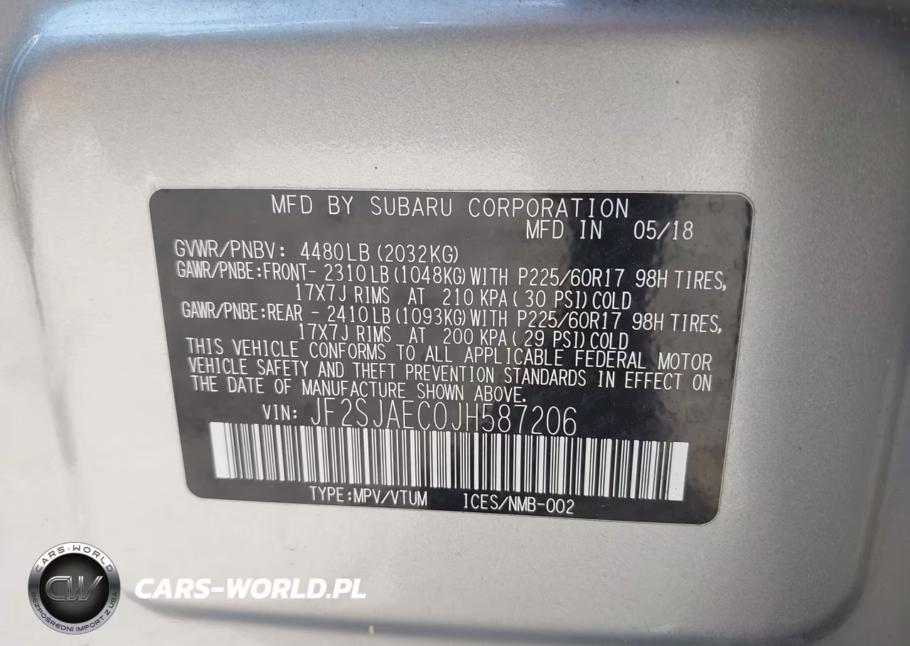 2018 Subaru Forester 2.5I Premium VIN:JF2SJAEC0JH587206 - 9