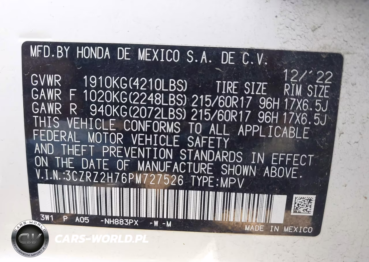 2023 Honda Hr-V Awd Ex-L VIN:3CZRZ2H76PM727526 - 9