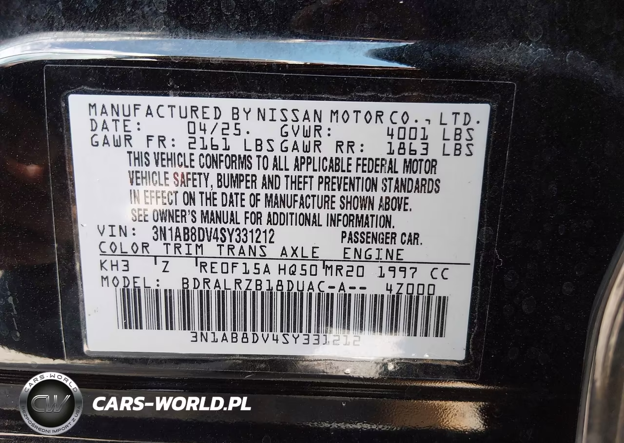 2025 Nissan Sentra Sr VIN:3N1AB8DV4SY331212 - 9