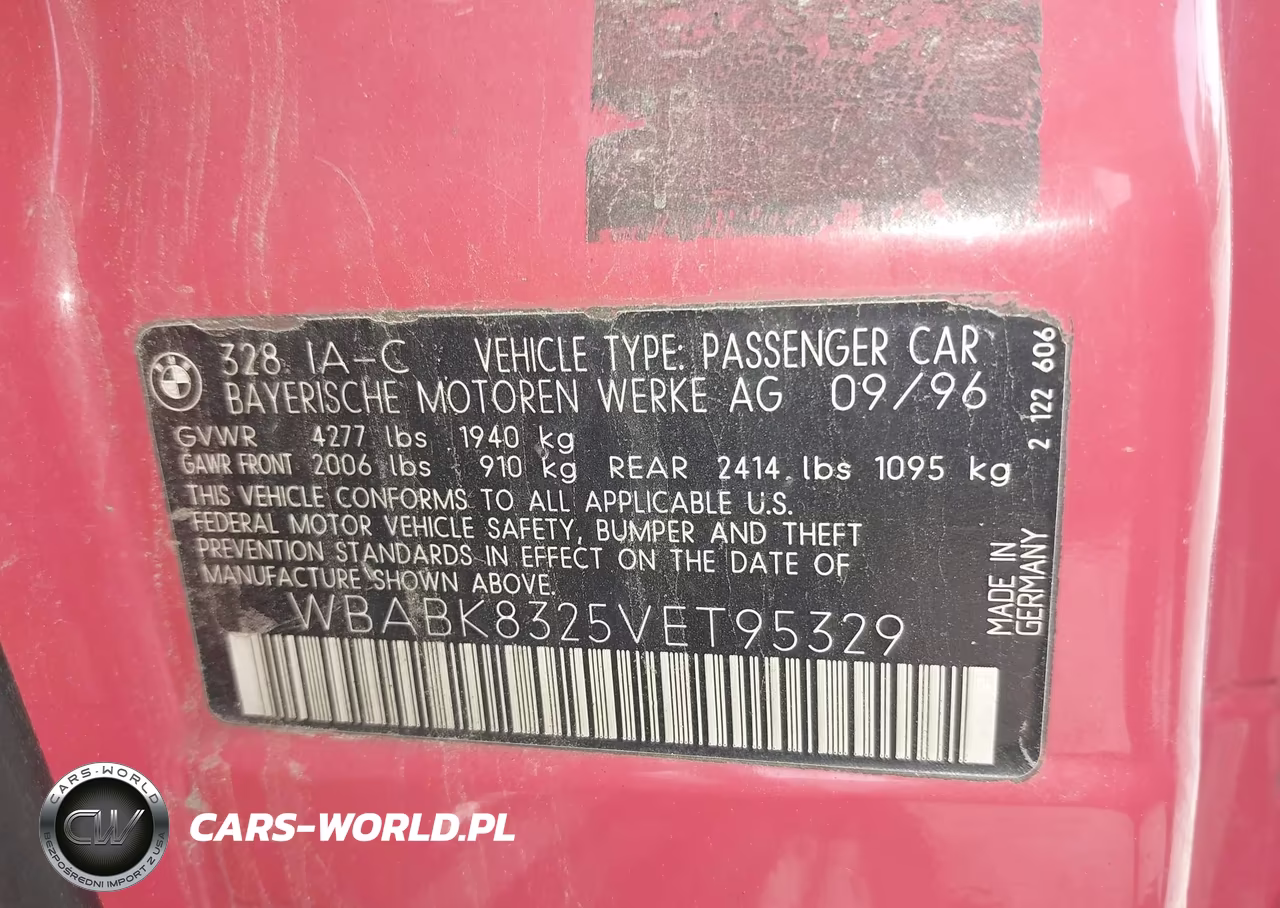 1997 BMW 328Ic VIN:WBABK8325VET95329 - 9