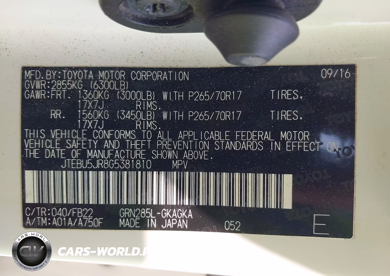 2016 Toyota 4Runner Sr5 VIN:JTEBU5JR8G5381810 - 9