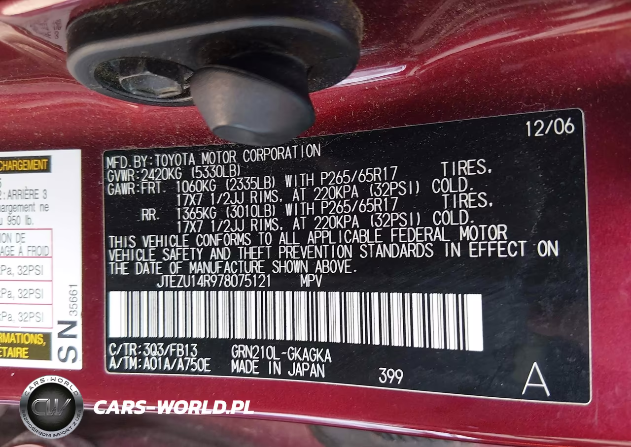 2007 Toyota 4Runner Sr5 Sport VIN:JTEZU14R978075121 - 9