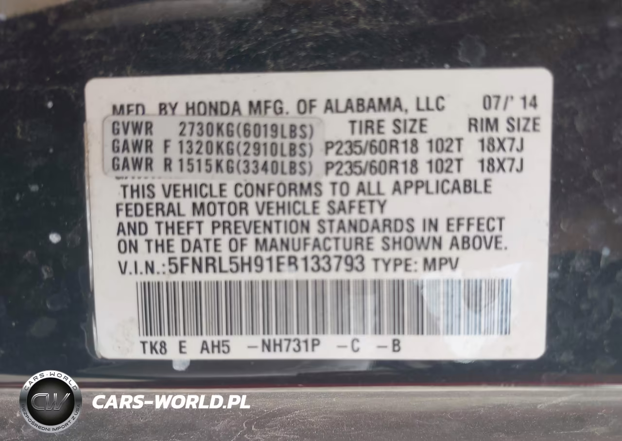 2014 Honda Odyssey Touring-Touring Elite VIN:5FNRL5H91EB133793 - 9
