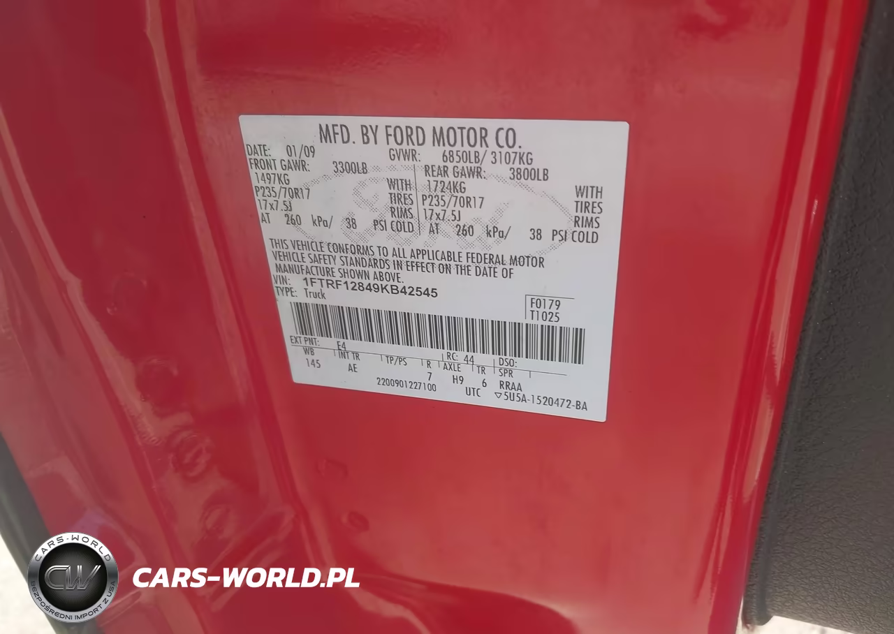 2009 Ford F-150 Xl-Xl W-Midbox Prep-Xlt-Xlt W-Midbox Prep VIN:1FTRF12849KB42545 - 9