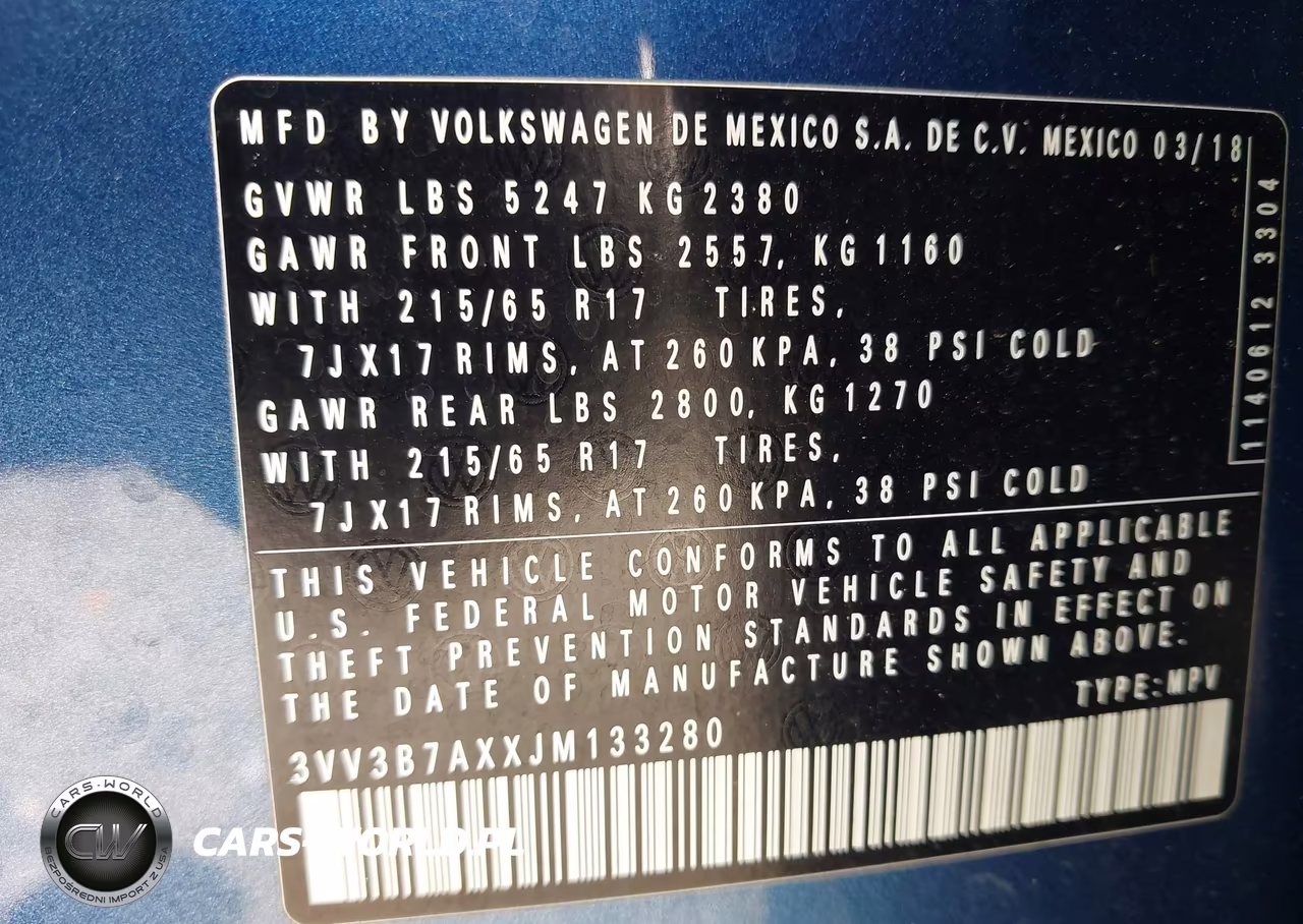 2018 Volkswagen Tiguan 2.0T Se-2.0T Sel VIN:3VV3B7AXXJM133280 - 9
