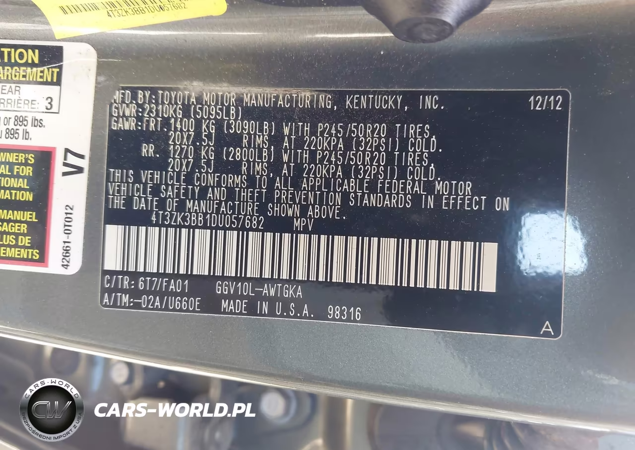 2013 Toyota Venza Le V6 VIN:4T3ZK3BB1DU057682 - 9