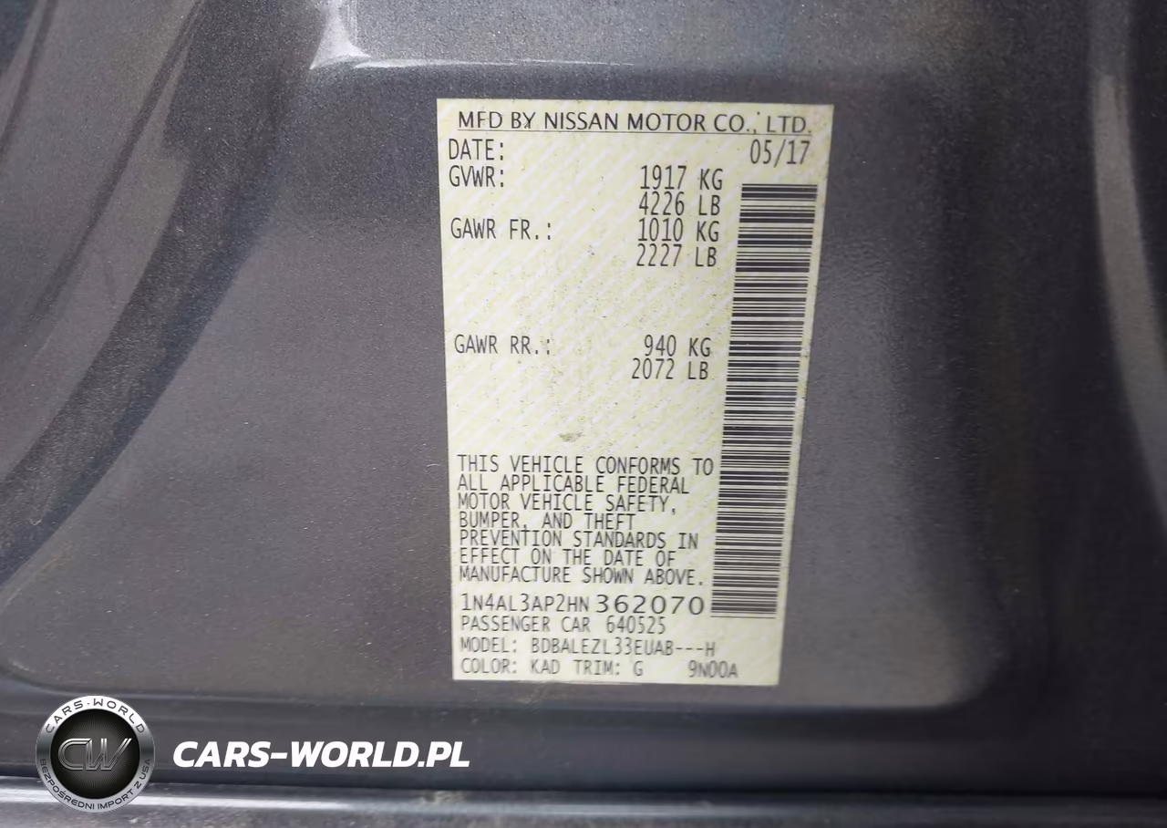 2017 Nissan Altima 2.5 S VIN:1N4AL3AP2HN362070 - 9