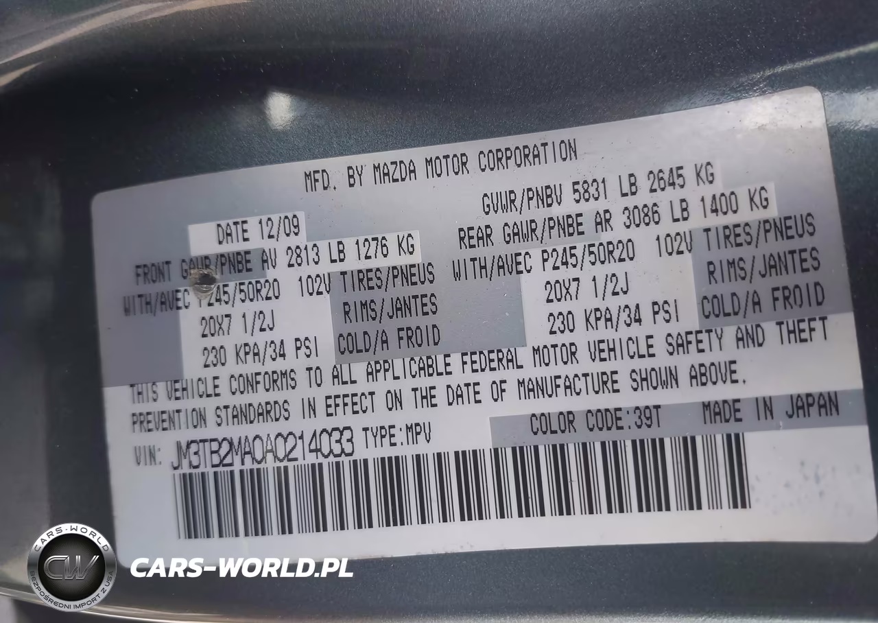 2010 Mazda Cx-9 Grand Touring VIN:JM3TB2MA0A0214033 - 9