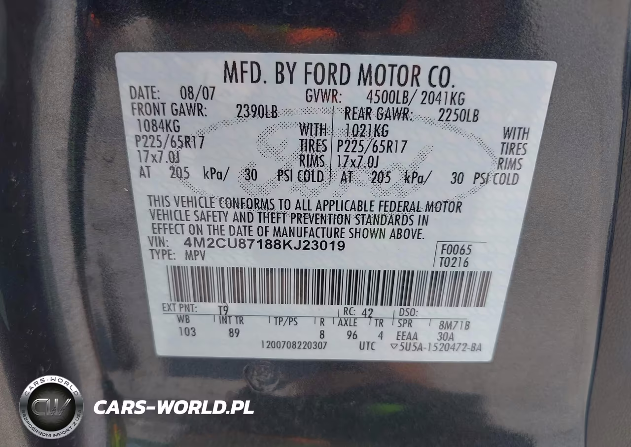 2008 Mercury Mariner Premier VIN:4M2CU87188KJ23019 - 9
