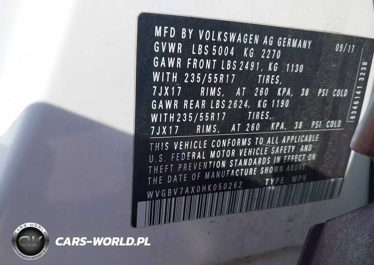 2017 Volkswagen Tiguan 2.0T-2.0T S VIN:WVGBV7AX0HK050262 - 9