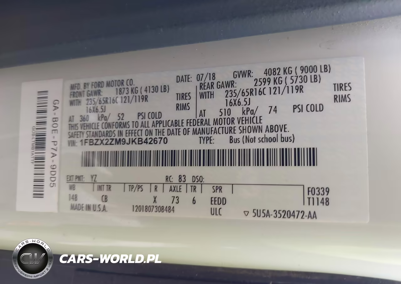 2018 Ford Transit-350 Xl VIN:1FBZX2ZM9JKB42670 - 9