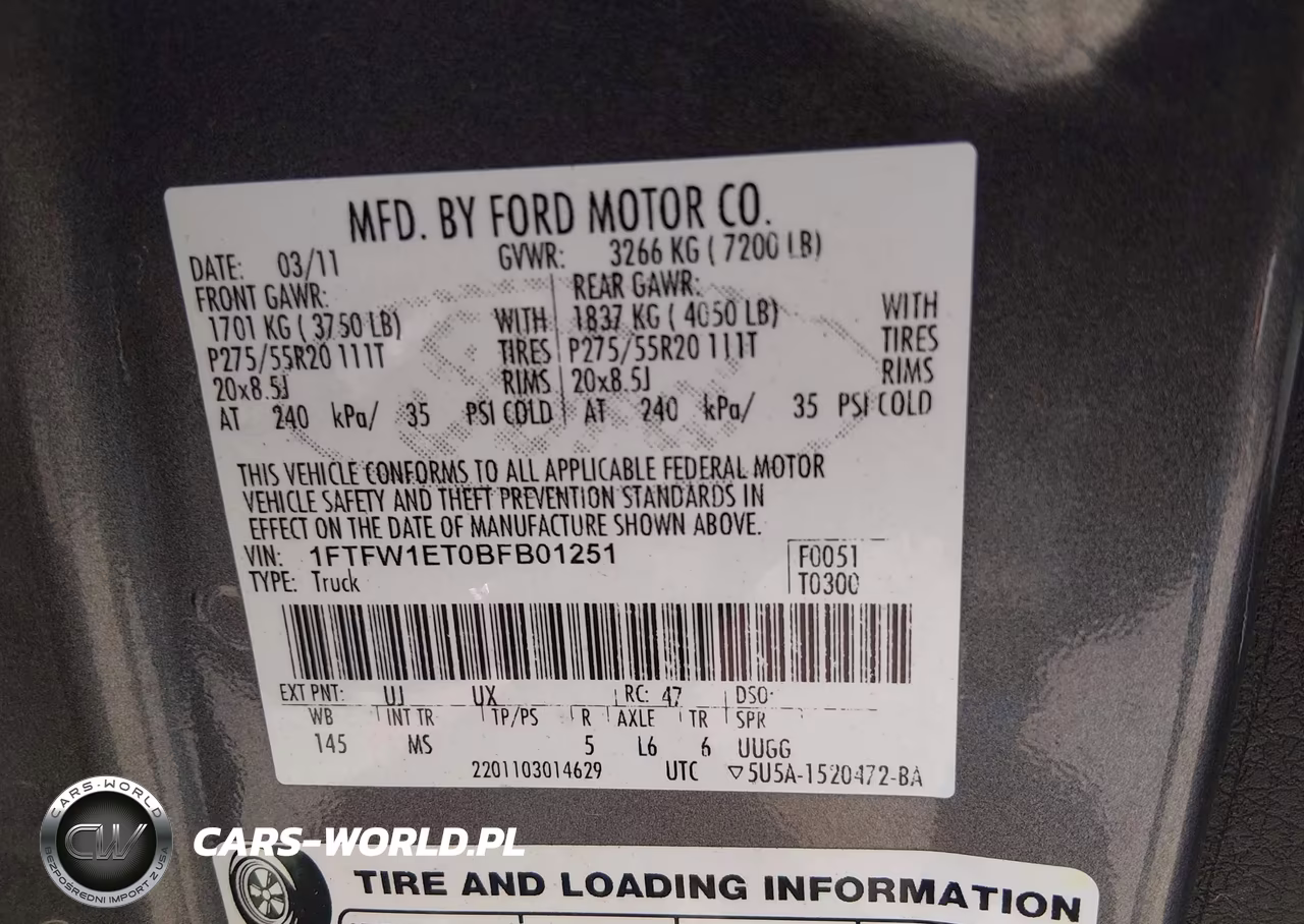2011 Ford F150 Supercrew VIN:1FTFW1ETOBFB01251 - 9