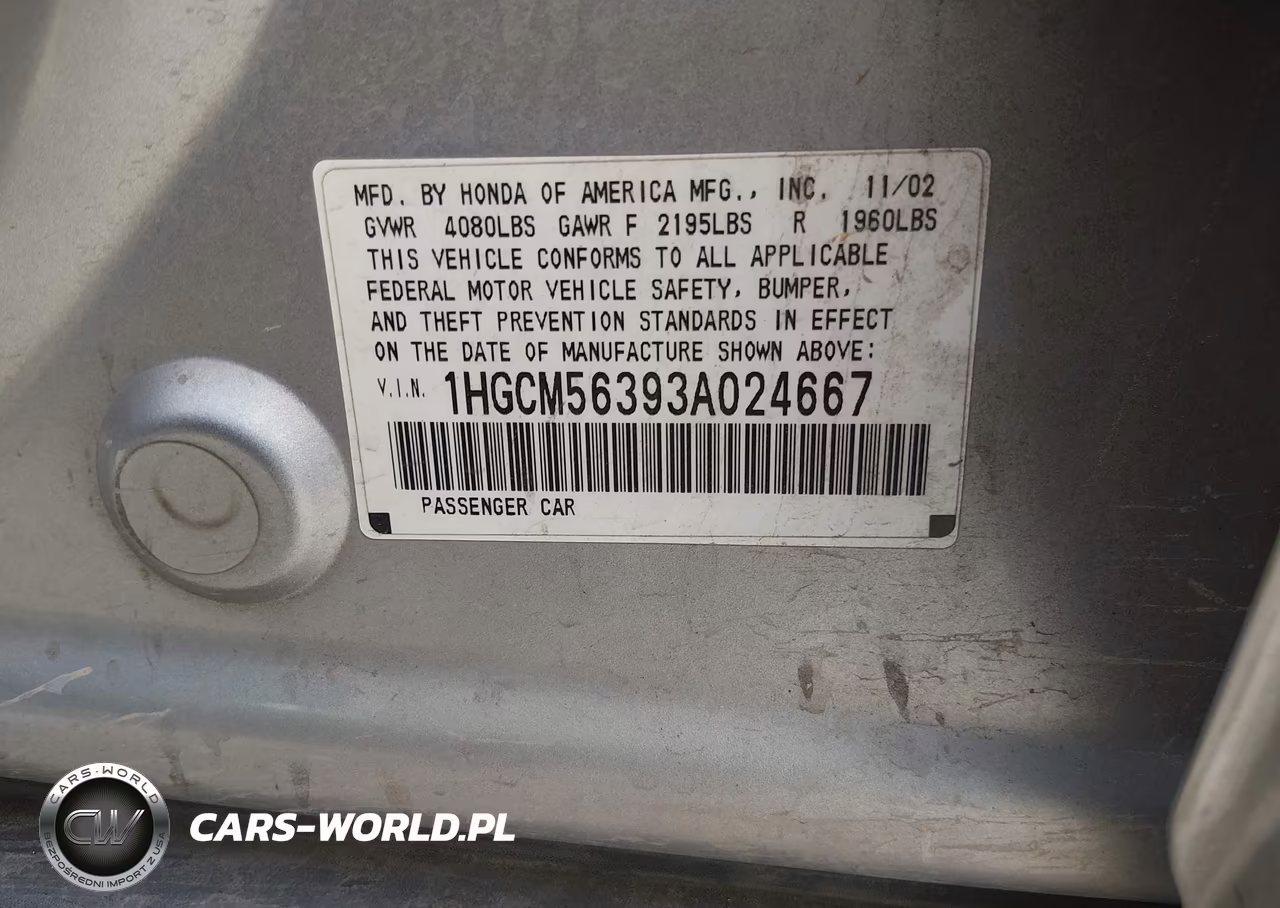 2003 Honda Accord Sdn Lx VIN:1HGCM56393A024667 - 9