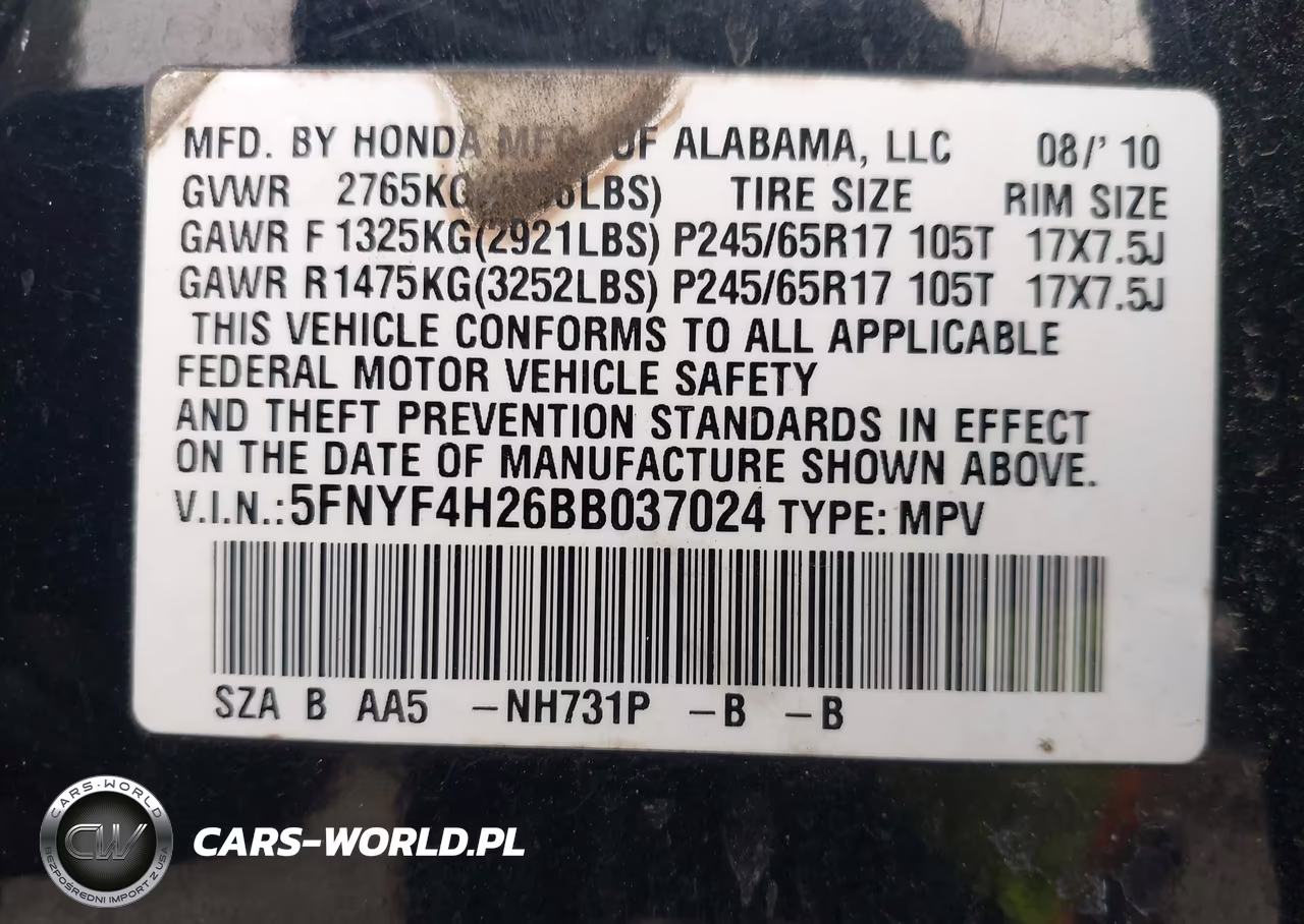 2011 Honda Pilot Lx VIN:5FNYF4H26BB037024 - 9